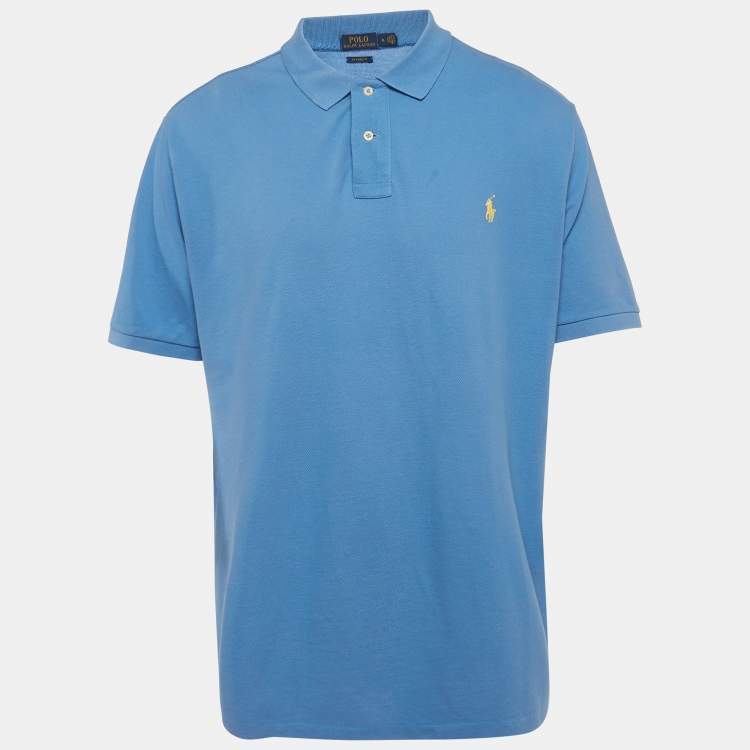 Pre Owned Polo Ralph Lauren Blue Cotton Pique Polo T-Shirt XL