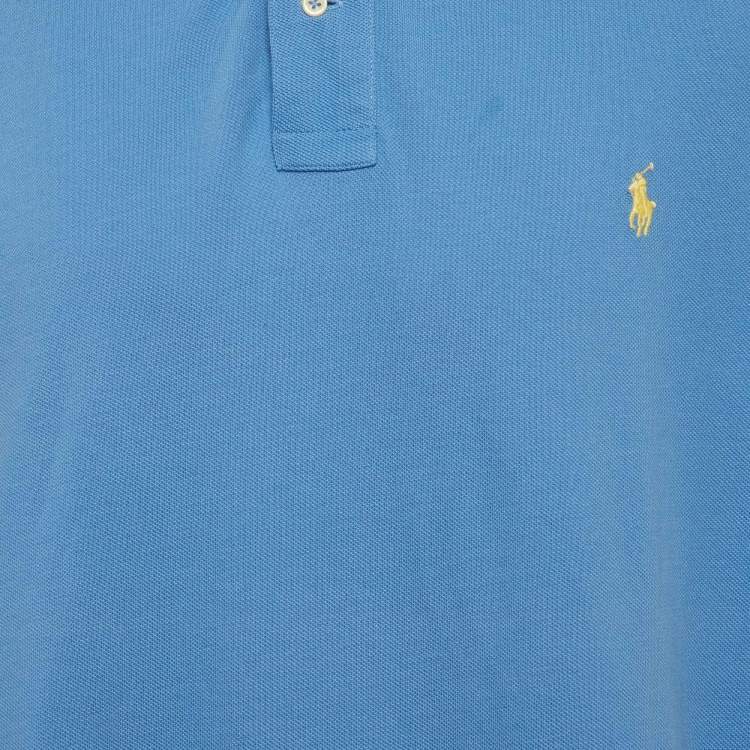 Pre Owned Polo Ralph Lauren Blue Cotton Pique Polo T-Shirt XL