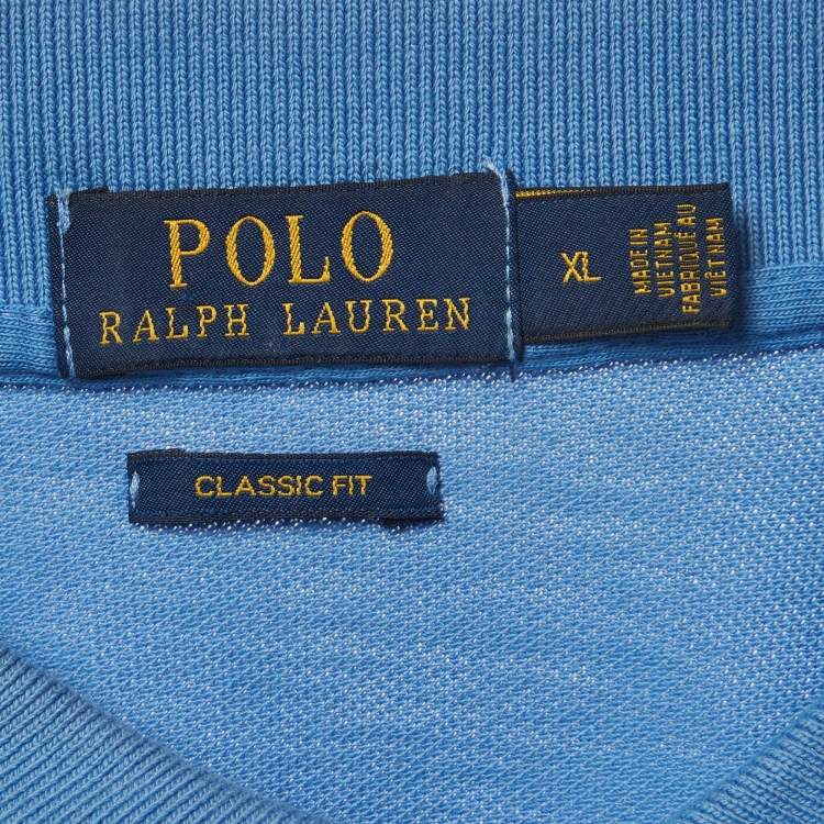 Pre Owned Polo Ralph Lauren Blue Cotton Pique Polo T-Shirt XL