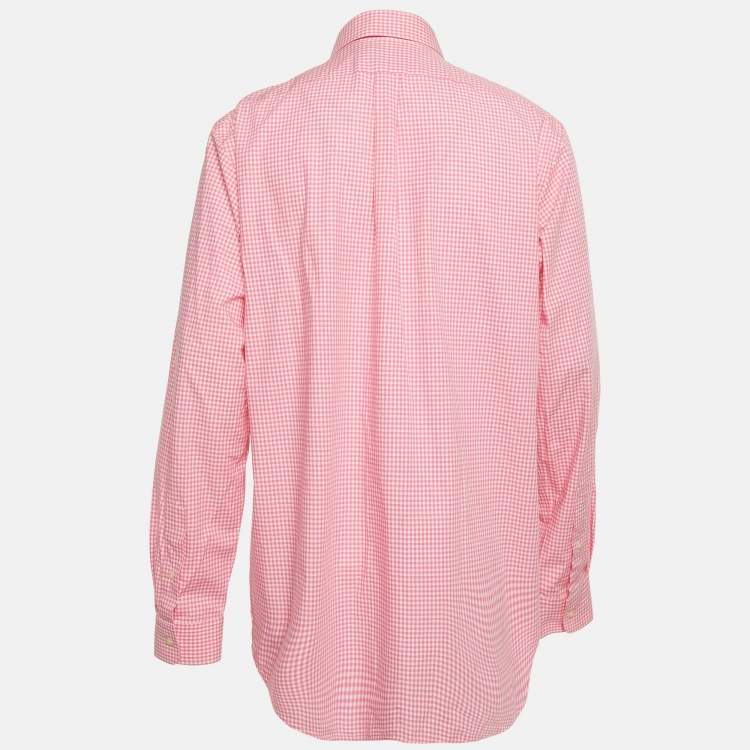 Pre Owned Polo Ralph Lauren Pink Gingham Cotton Classic Fit Shirt XL