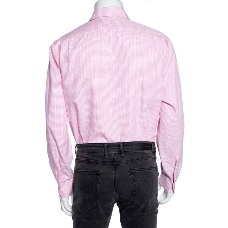 Pre Owned Polo Ralph Lauren Pink Gingham Checkered Cotton Custom Fit Shirt L