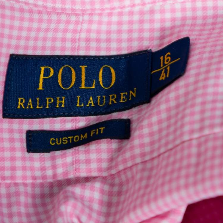 Pre Owned Polo Ralph Lauren Pink Gingham Checkered Cotton Custom Fit Shirt L