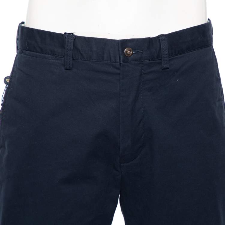 Pre Owned Polo Ralph Lauren Navy Blue Cotton Classic Fit Formal Pants L