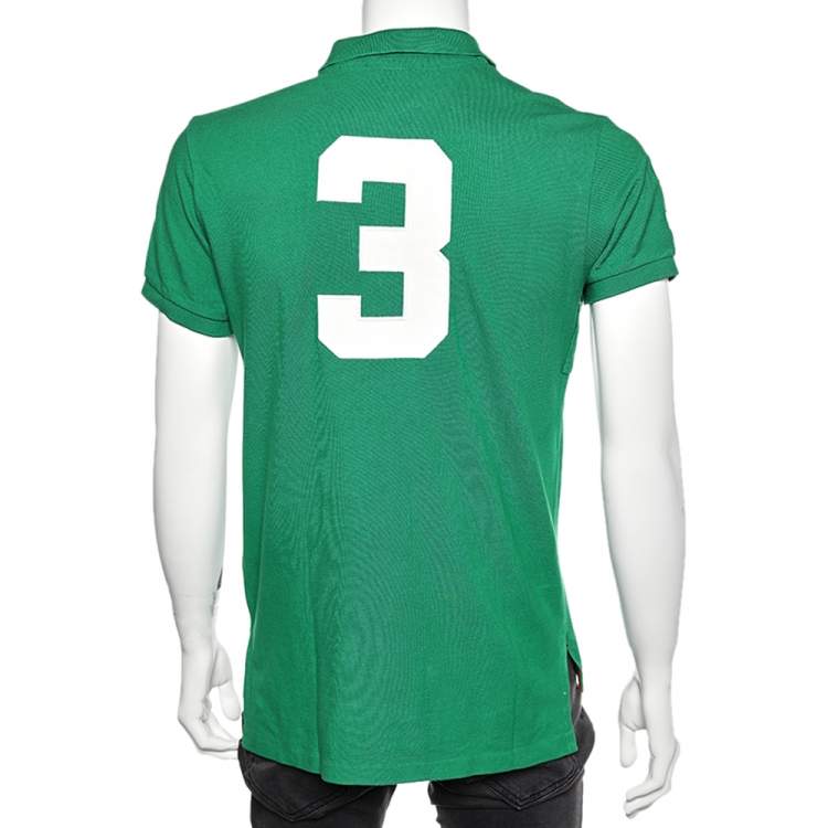 Pre Owned Polo Ralph Lauren Green Cotton Pique Summer Classic Slim Fit Polo T-Shirt S
