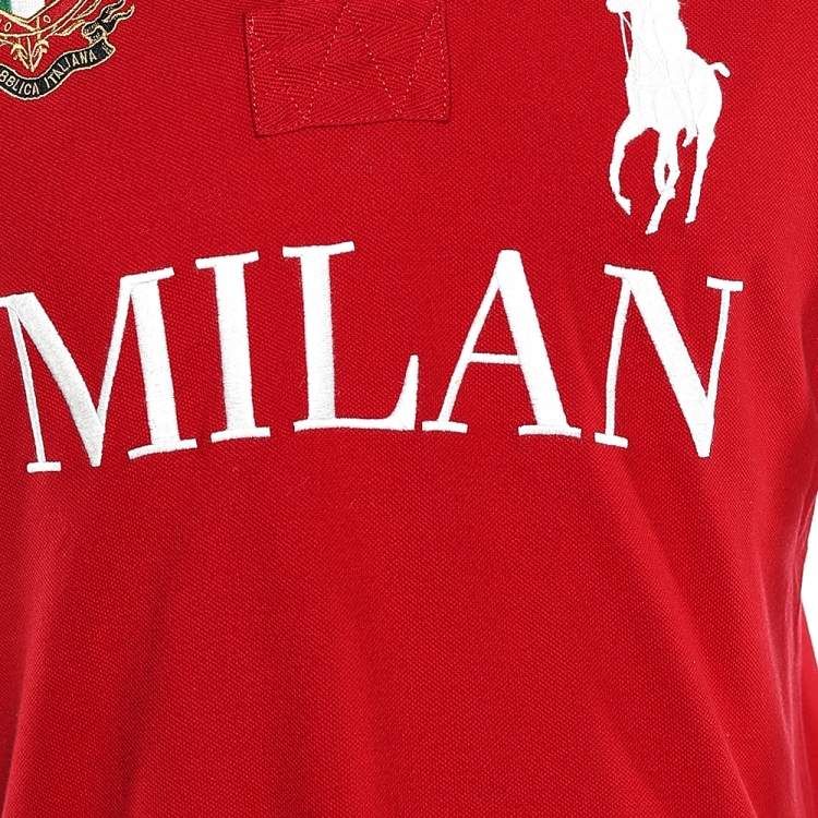 Pre Owned Polo Ralph Lauren Red Cotton Pique Summer Classic Slim Fit Polo T-Shirt S