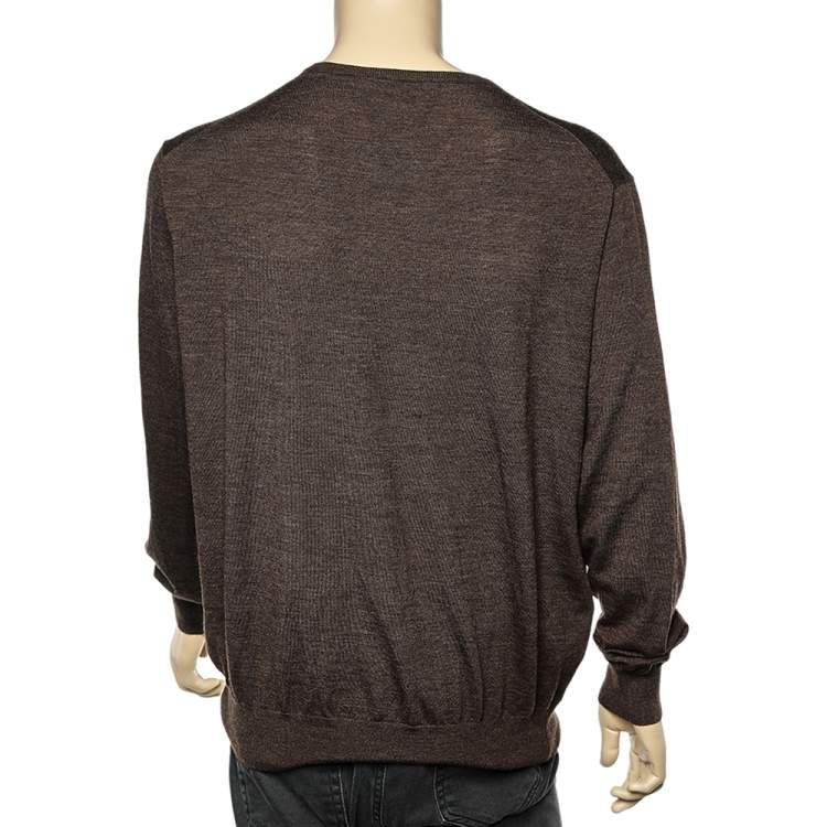 Pre Owned Polo By Ralph Lauren Brown Wool Long Sleeve Sweater 1XB