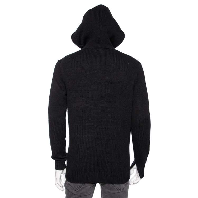 Pre Owned Polo Ralph Lauren Black Martini Bear Wool Knit Hoodie M