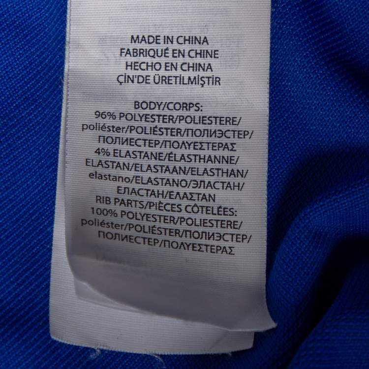 Pre Owned Polo Ralph Lauren Performance Blue Jersey Logo Printed Polo T-Shirt L
