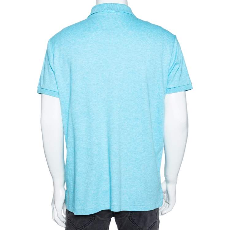 Pre Owned Polo Ralph Lauren Blue Cotton Custom Slim Fit Polo T-Shirt XL