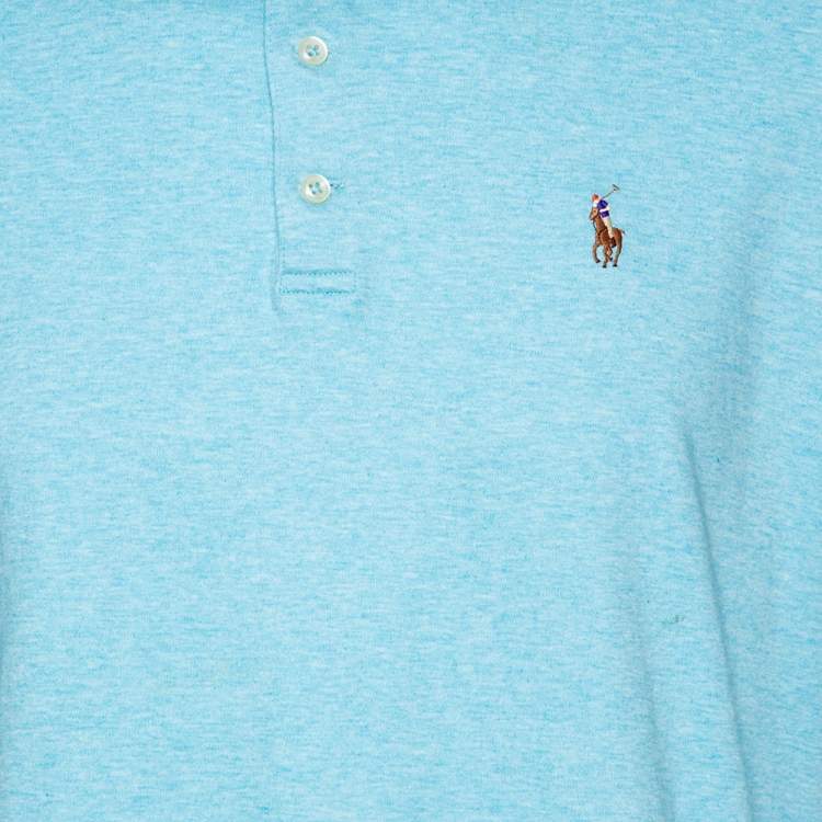 Pre Owned Polo Ralph Lauren Blue Cotton Custom Slim Fit Polo T-Shirt XL