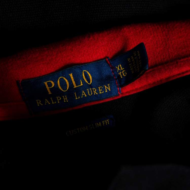 Pre Owned Polo Ralph Lauren Black Cotton Pique Custom Slim Fit Polo T-Shirt XL