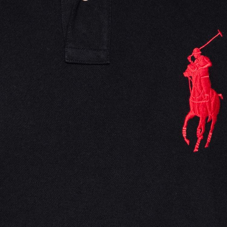 Pre Owned Polo Ralph Lauren Black Cotton Pique Custom Slim Fit Polo T-Shirt XL