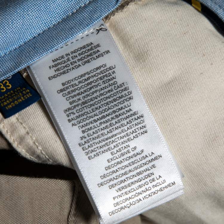 Pre Owned Polo Ralph Lauren Beige Cotton Straight Fit Shorts L
