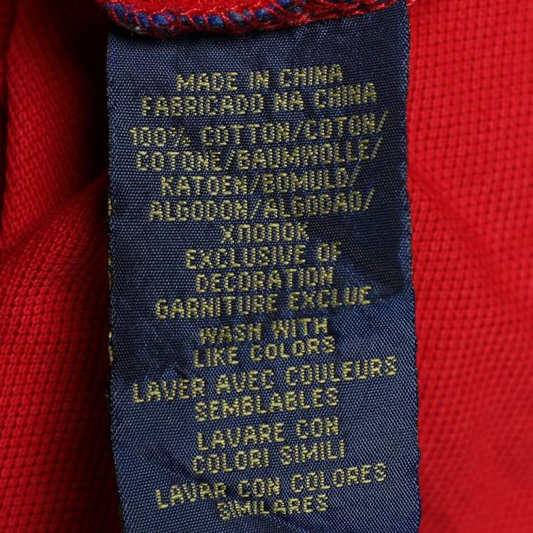 Pre Owned Polo Ralph Lauren Red Cotton Pique Polo T-Shirt XXL