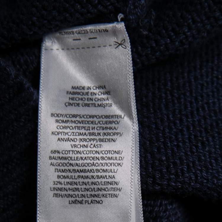 Pre Owned Polo Ralph Lauren Navy Blue Teddy Bear Intarsia Knit Sweater S
