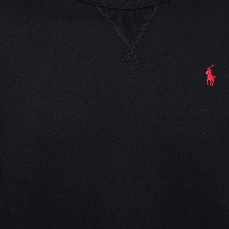 Pre Owned Polo Ralph Lauren Black Cotton Long Sleeve Crewneck Jumper M 