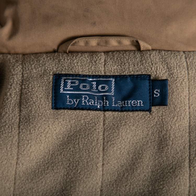 Pre Owned Polo Ralph Lauren Beige Synthetic Bomber Jacket S
