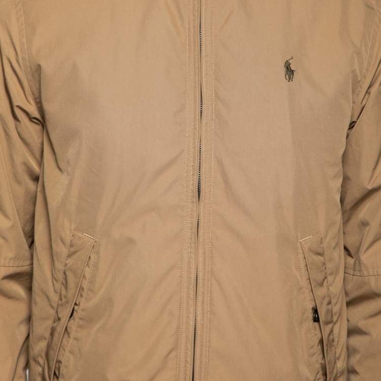 Pre Owned Polo Ralph Lauren Beige Synthetic Bomber Jacket S