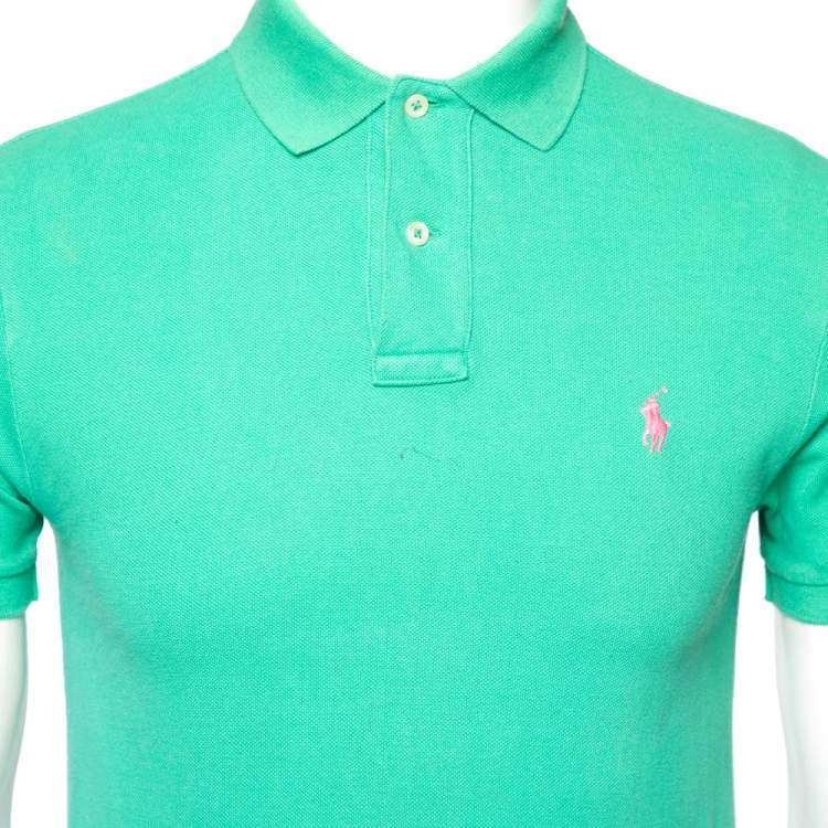 Pre Owned Polo Ralph Lauren Green Cotton Polo T-Shirt S