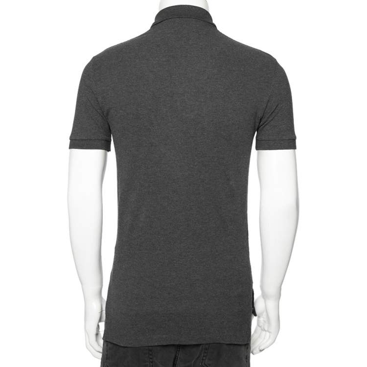Pre Owned Polo Ralph Lauren Grey Pique Cotton Polo T-Shirt XS