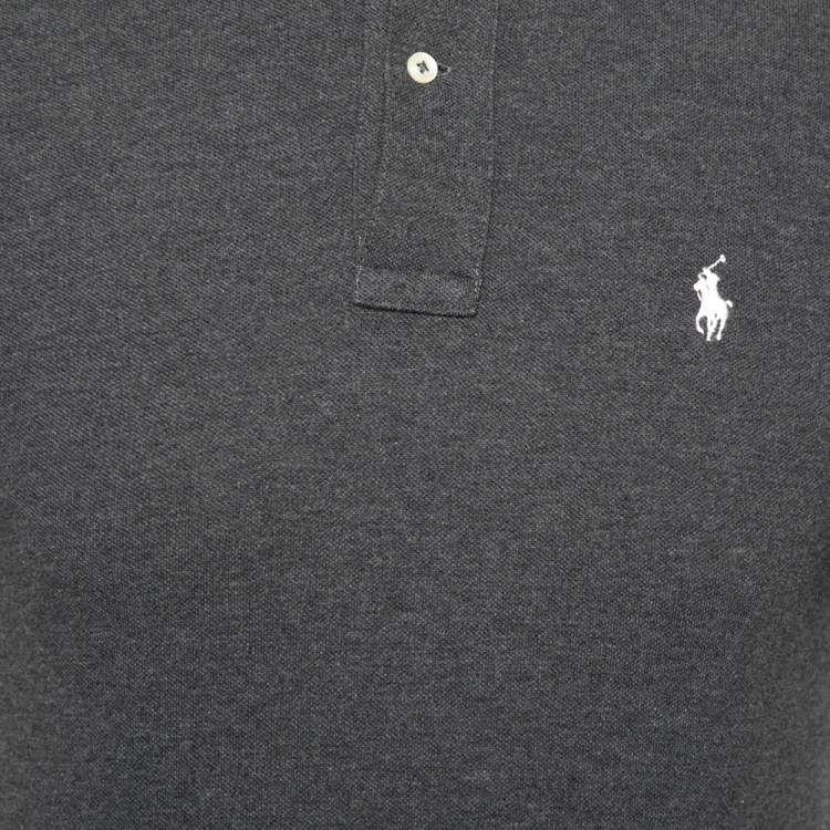 Pre Owned Polo Ralph Lauren Grey Pique Cotton Polo T-Shirt XS