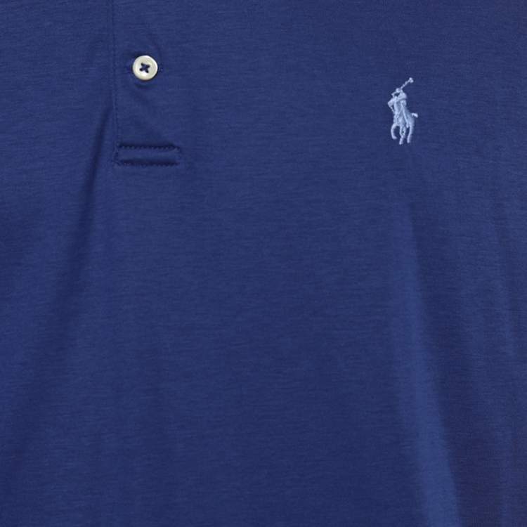 Pre Owned Polo Ralph Lauren Blue Jersey Classic Fit Polo T-Shirt L