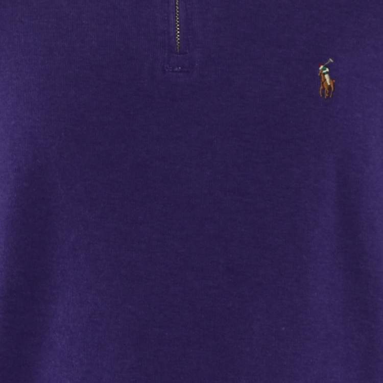 Pre Owned Polo Ralph Lauren Purple Cotton Turtleneck Long Sleeve Sweater L