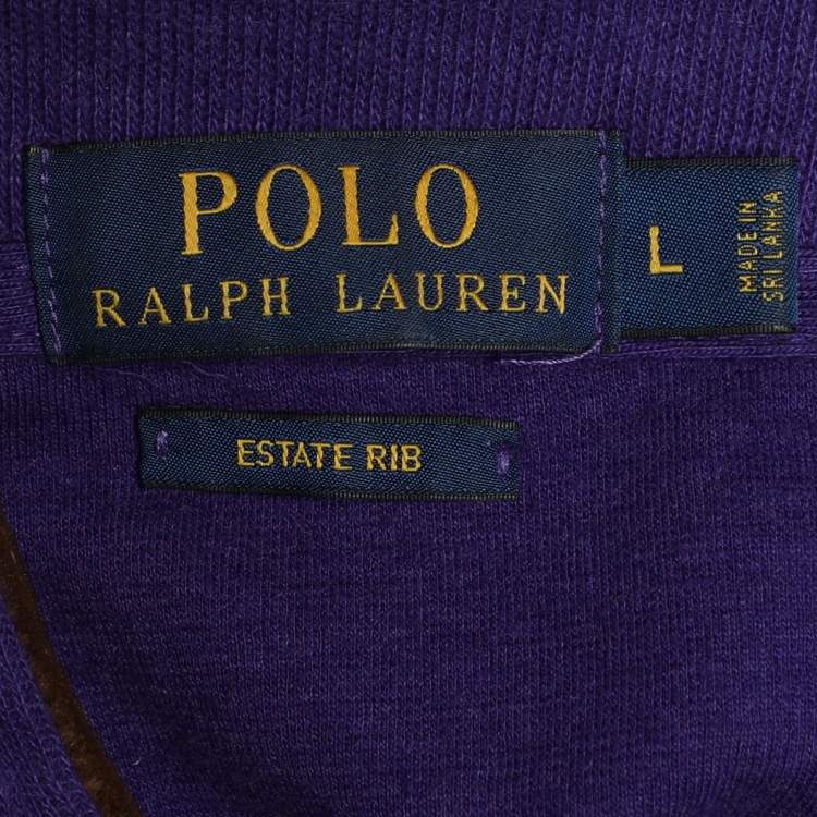 Pre Owned Polo Ralph Lauren Purple Cotton Turtleneck Long Sleeve Sweater L