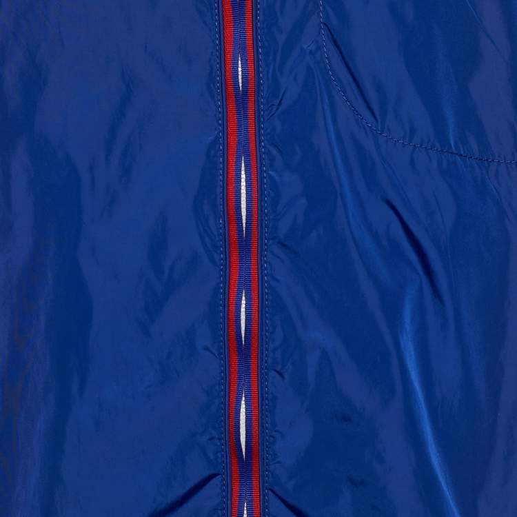 Pre Owned Polo Ralph Lauren Blue Synthetic Windbreaker Hooded Jacket XL