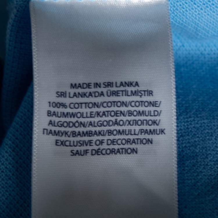 Pre Owned Polo Ralph Lauren Blue Cotton Pique Custom Fit Polo T-Shirt L