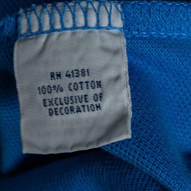 Pre Owned Polo Ralph Lauren Blue Cotton Pique Custom Fit Polo T-Shirt M