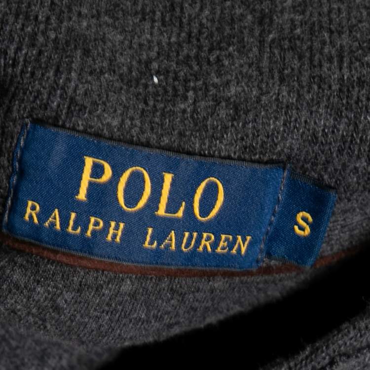 Pre Owned Polo Ralph Lauren Grey Knit Shawl Neck Long Sleeve Sweater S
