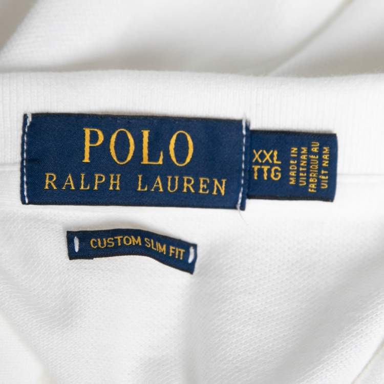 Pre Owned Polo Ralph Lauren White Cotton Pique Short Sleeve Polo T-Shirt XXL