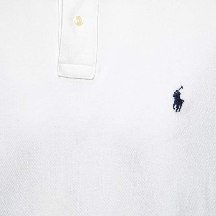 Pre Owned Polo Ralph Lauren White Cotton Pique Short Sleeve Polo T-Shirt XXL