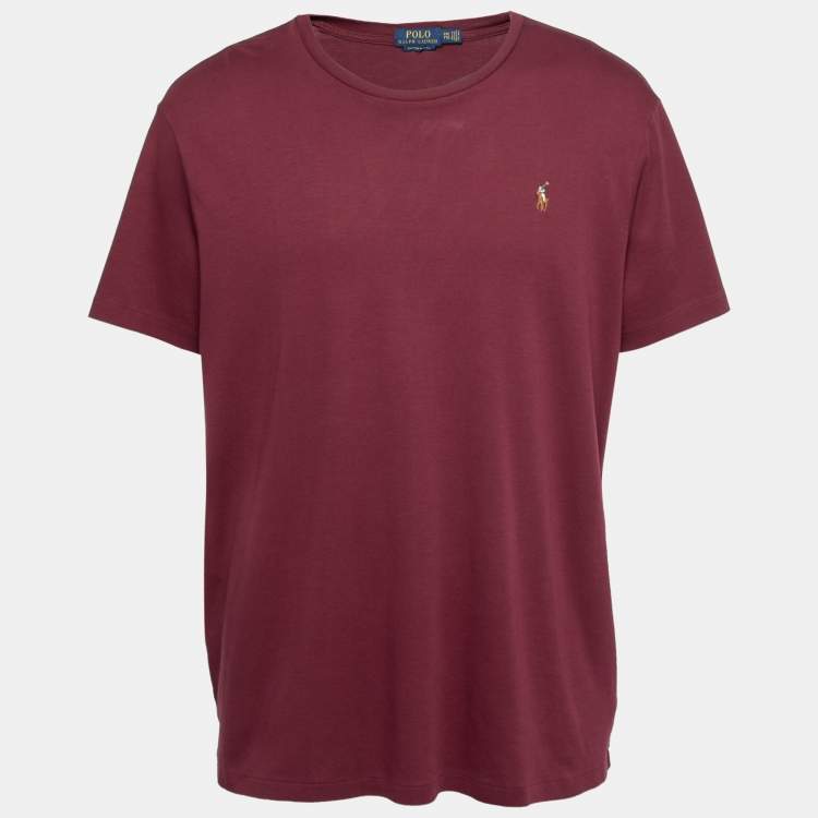 مملوكة مسبقًا Polo Ralph Lauren Burgundy Cotton Short Sleeve Custom Fit T-Shirt XXL