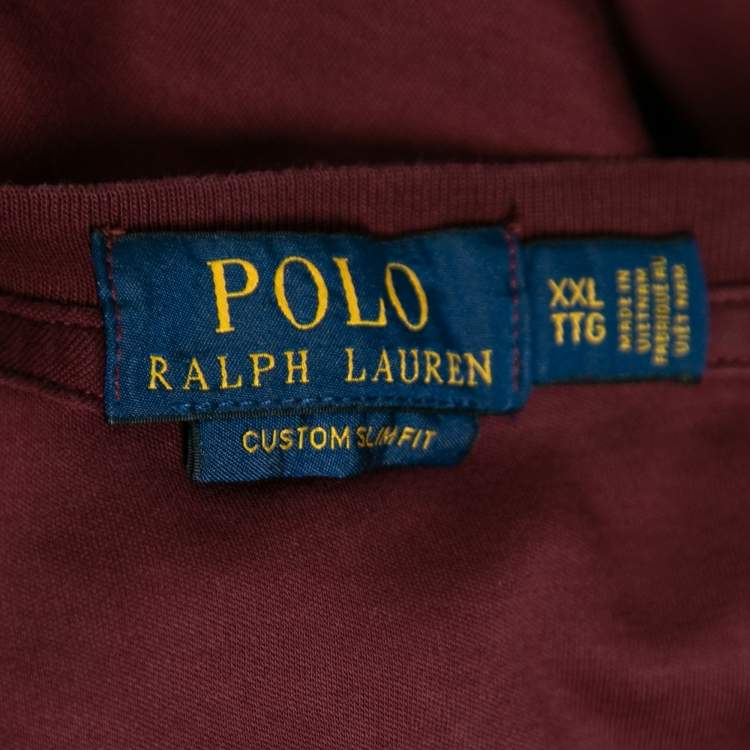 مملوكة مسبقًا Polo Ralph Lauren Burgundy Cotton Short Sleeve Custom Fit T-Shirt XXL