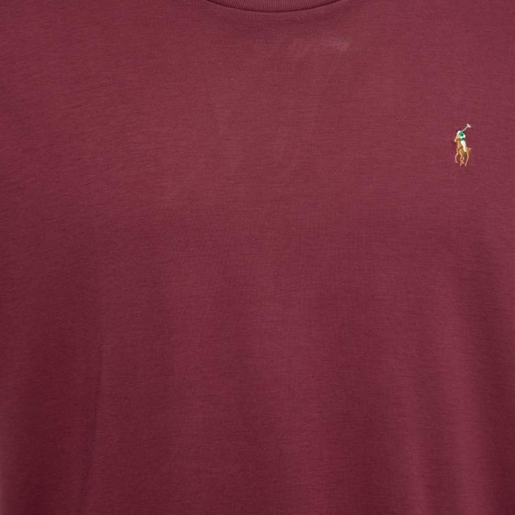 مملوكة مسبقًا Polo Ralph Lauren Burgundy Cotton Short Sleeve Custom Fit T-Shirt XXL