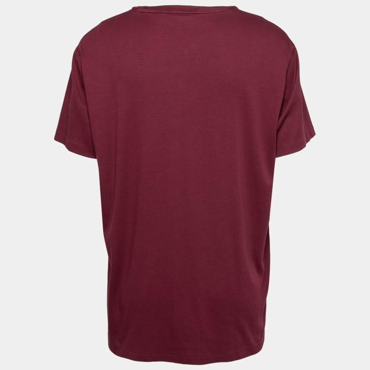 مملوكة مسبقًا Polo Ralph Lauren Burgundy Cotton Short Sleeve Custom Fit T-Shirt XXL