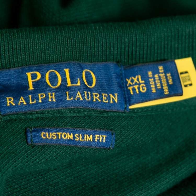 Pre Owned Polo Ralph Lauren Dark Green Cotton Pique Custom Slim Fit Polo T-Shirt XXL
