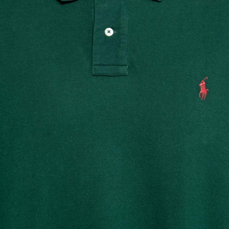 Pre Owned Polo Ralph Lauren Dark Green Cotton Pique Custom Slim Fit Polo T-Shirt XXL