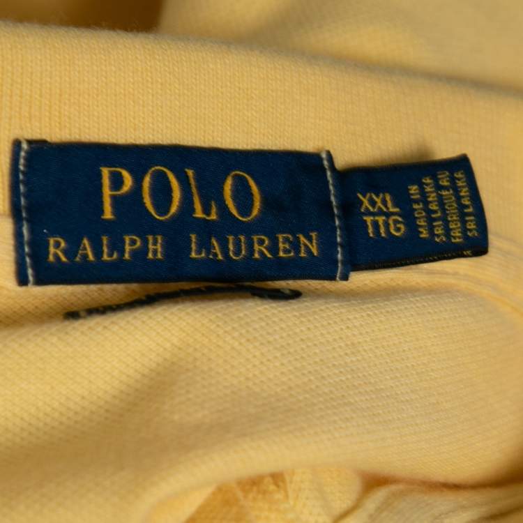 Pre Owned Polo Ralph Lauren Yellow Cotton Pique Custom Slim Fit Polo T-Shirt XXL