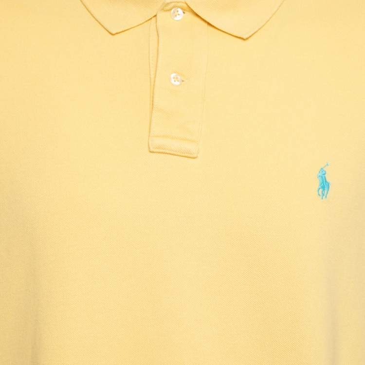 Pre Owned Polo Ralph Lauren Yellow Cotton Pique Custom Slim Fit Polo T-Shirt XXL