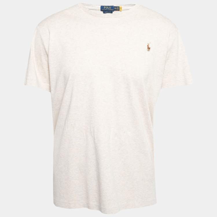 Pre Owned Polo Ralph Lauren Cream Cotton Custom Slim Fit T-Shirt XXL