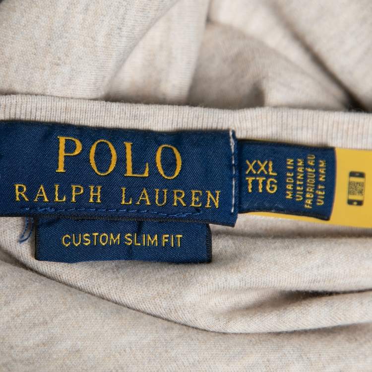 Pre Owned Polo Ralph Lauren Cream Cotton Custom Slim Fit T-Shirt XXL