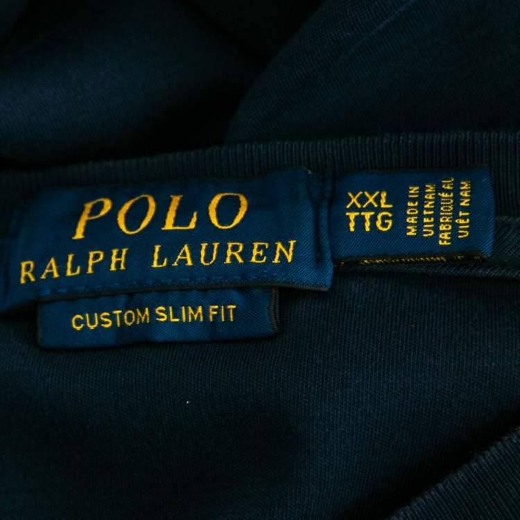 Pre Owned Polo Ralph Lauren Navy Blue Cotton Custom Slim Fit T-Shirt XXL