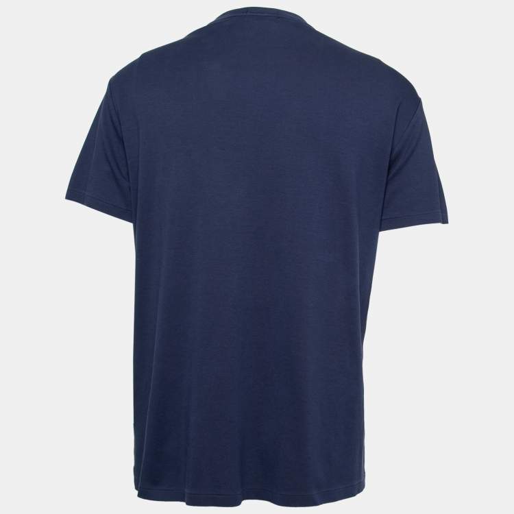 Pre Owned Polo Ralph Lauren Navy Blue Cotton Custom Slim Fit T-Shirt XXL