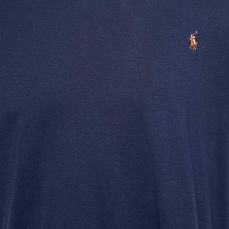 Pre Owned Polo Ralph Lauren Navy Blue Cotton Custom Slim Fit T-Shirt XXL