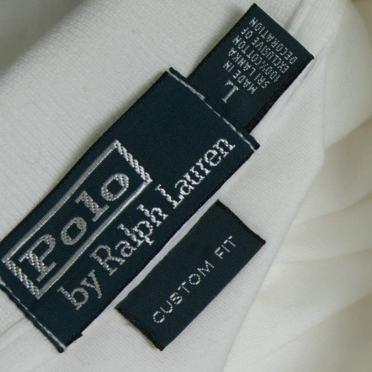 Pre Owned Polo Ralph Lauren White Cotton Polo T-Shirt L