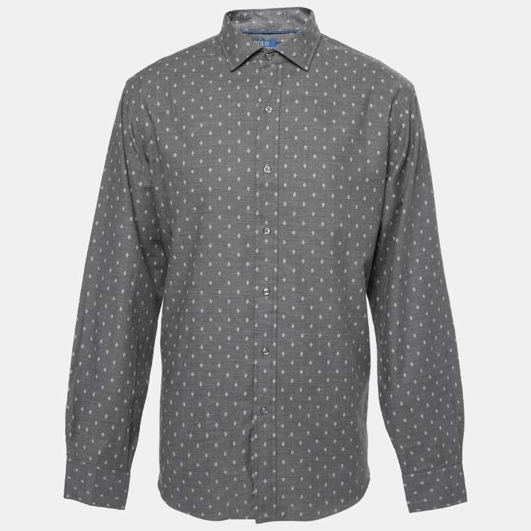 Pre Owned Polo Ralph Lauren Grey Cotton Long Sleeve Button Front Shirt XL