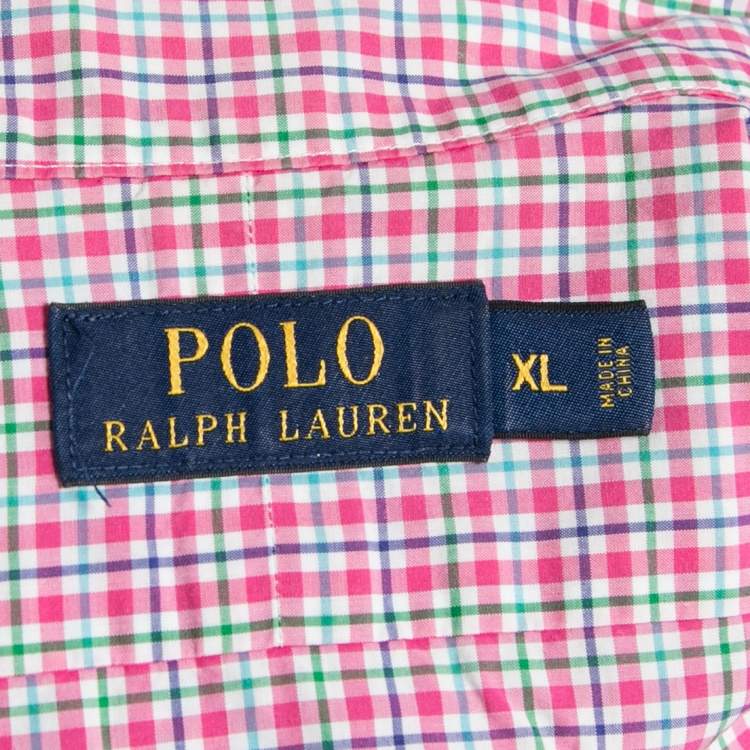 Pre Owned Polo Ralph Lauren Pink Checked Cotton Button Front Shirt XL